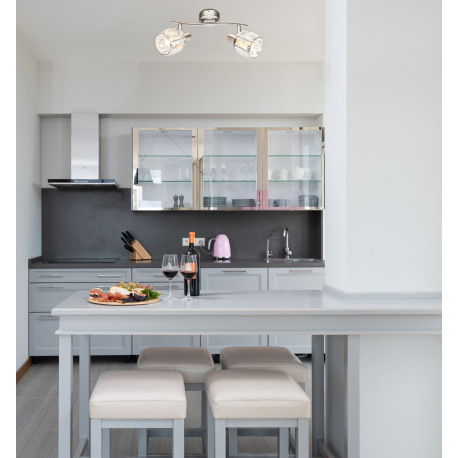 Nástenné svietidlo, kov nikel matný, chróm, sklenený kryštál priehľadný, DxV:280x180, bez žiaroviek 8