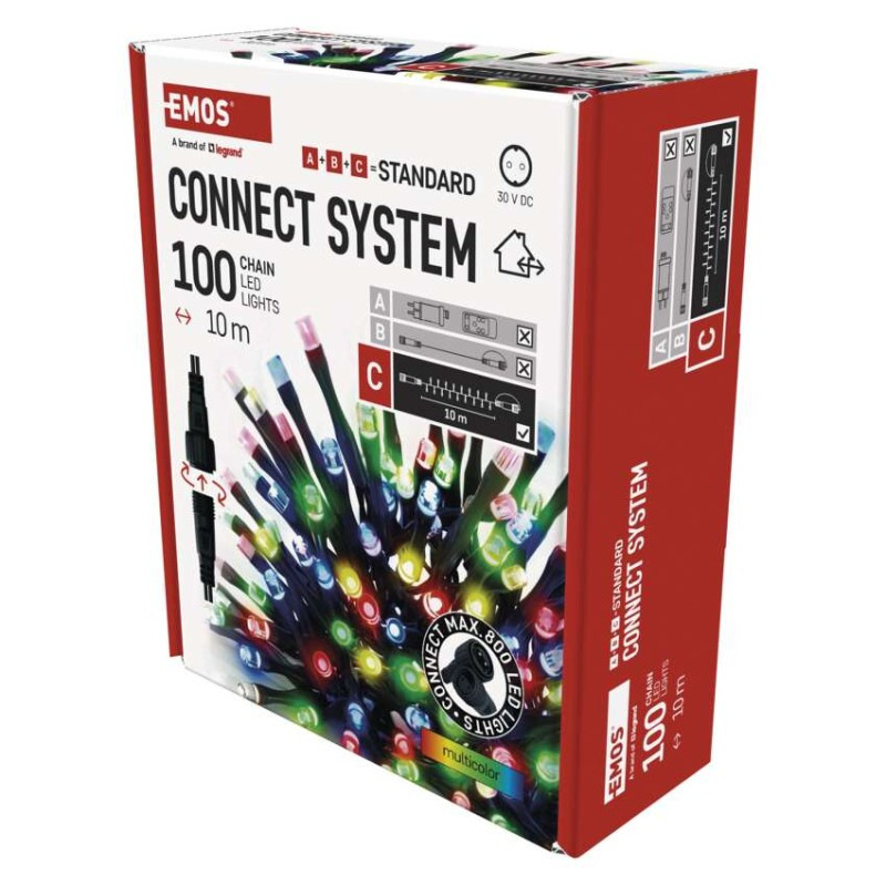 Standard LED spojovacia vianočná reťaz, 10 m, vonkajšia aj vnútorná, multicolor