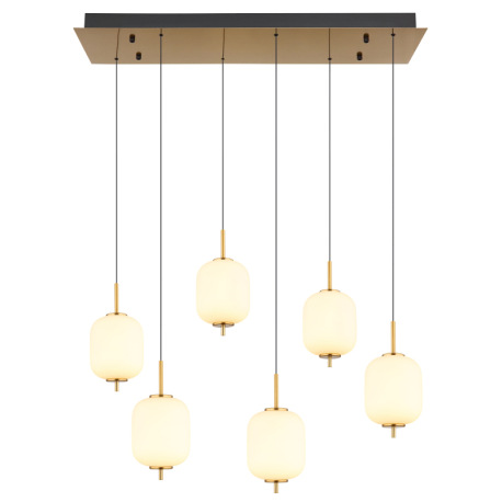 Závesné svietidlo, mosadzný kov, matný čierny kov, biele sklo, čierny PVC kábel, DxŠxV: 805x295x2200 10