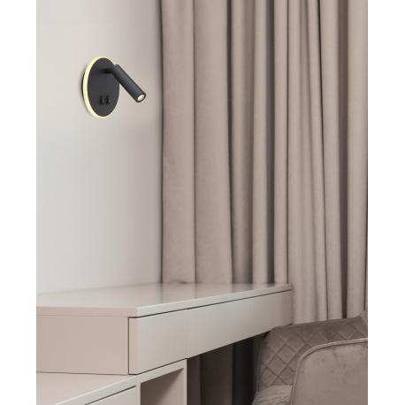 Nástenné svietidlo, kov, čierna, grafitová, akryl opál, 2x vypínač, nezávisle zapínateľné, Ø:145, H: 1