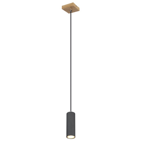 Závesné svietidlo, kov grafit/vzhľad dreva, čierny PVC kábel, DxŠxV:90x90x1200mm, bez žiarovky 1x GU