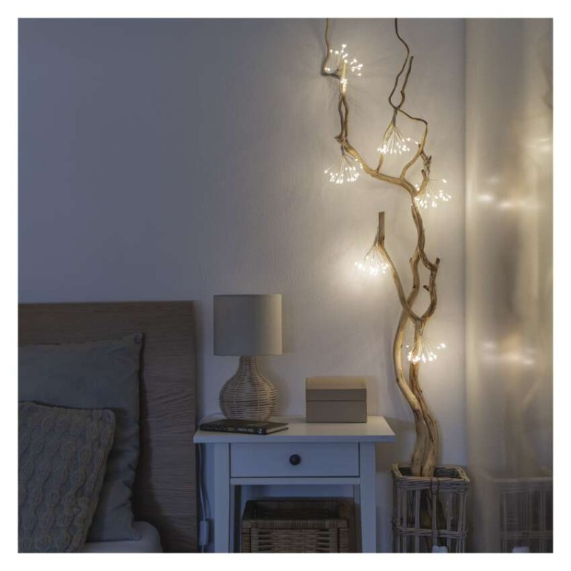 LED svetelná reťaz – svietiace trsy, nano, 2,35 m, vnútorná, teplá biela, časovač 5