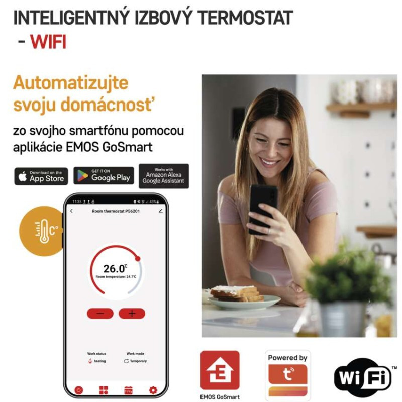 Izbový programovateľný drôtový WiFi GoSmart termostat P56201 2