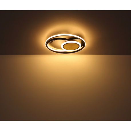 Stropné svietidlo, kov vzhľad dreva, hliník čierny matný, akryl satinovaný, silikón biely, ø: 345 mm 14