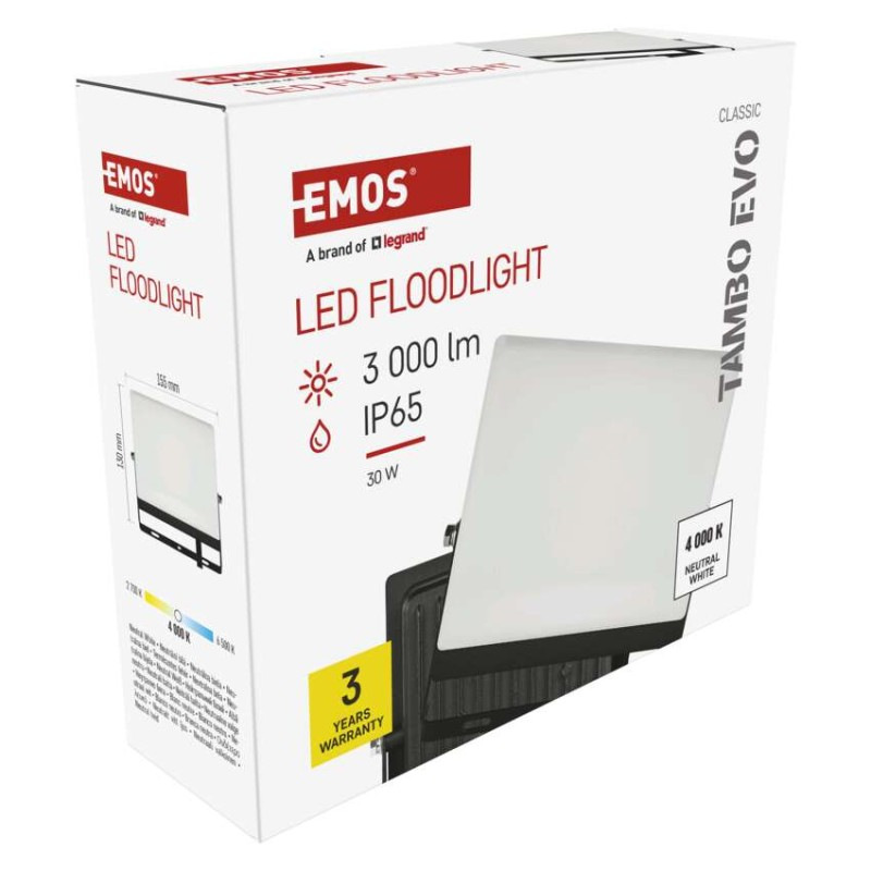 LED reflektor TAMBO EVO, 30 W, 3000 lm, IP65, čierny 14