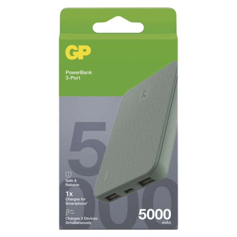 Power bank GP B+ Series, 5 000 mAh, 12 W, zelenošedá 5