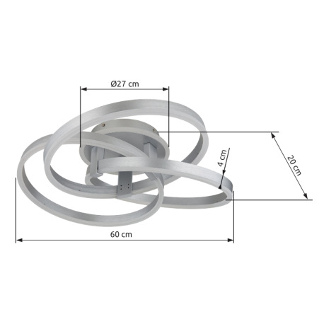 Stropné svietidlo, brúsený hliník, kov sivý mat, akryl biely mat, stmievateľné, niekoľko úrovní pomo 11
