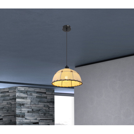 Závesné svietidlo, kov čierny matný, textil béžový, Ø 300, V: 1200, bez žiarovky 1xE27, max. 60W 230 2