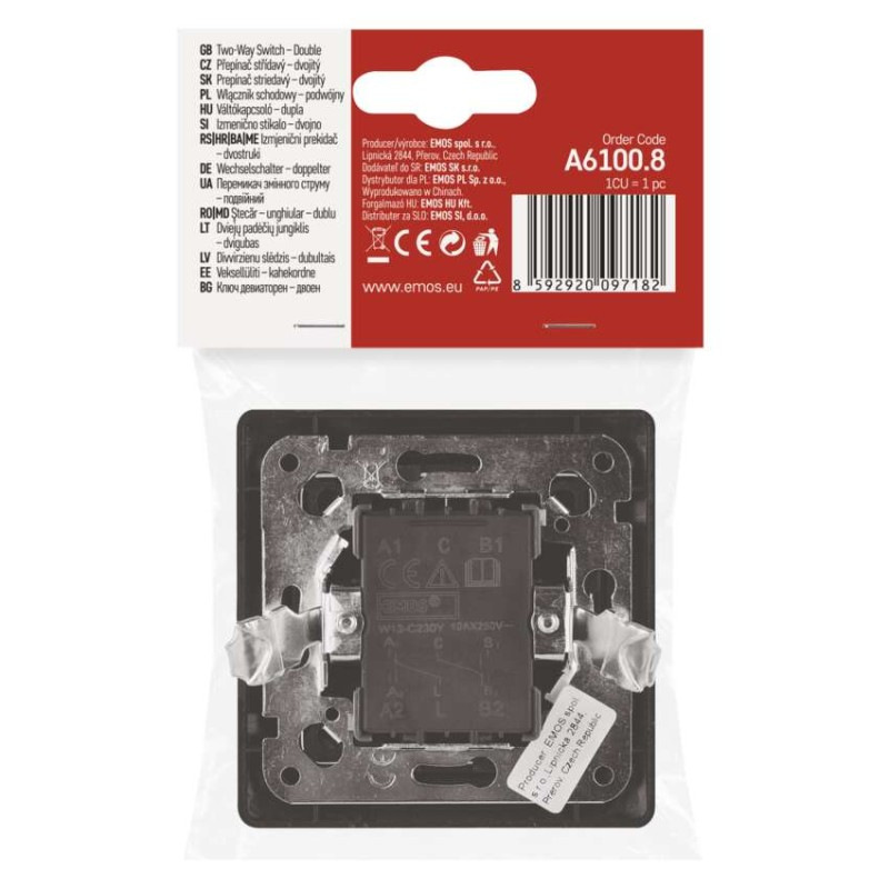 Vypínač dvojitý striedavý č. 6+6, antracit 4