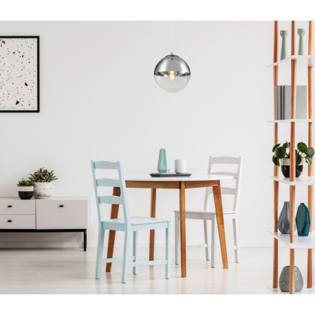 Závesné svietidlo, kov nikel matný, sklo priehľadné chróm, Ø250, V:1200, bez žiarovky 1xE27, max. 40 10