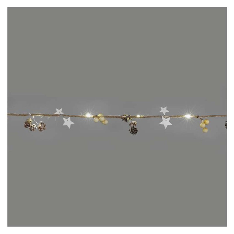 LED vianočná girlanda – šišky, 1,7 m, 2x AA, vnútorná, teplá biela 11