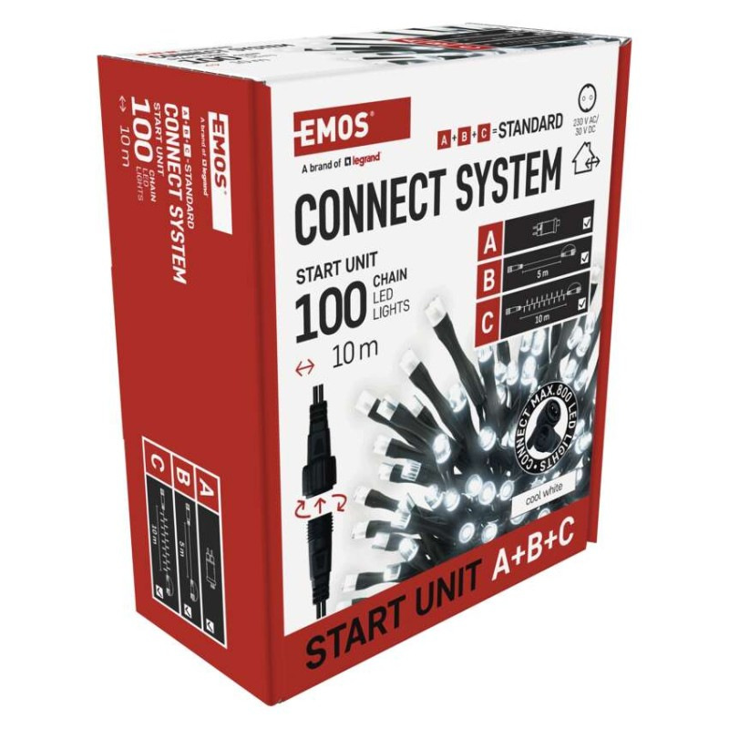 Základná sada pre spojovacie reťaze Standard, 10 m, vonkajšia, studená biela, časovač 14