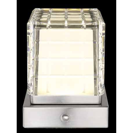 Nabíjateľná stolová lampa, kov nikel,akryl číry, satinovaný povrch, biely PVC kábel, dotykové zapnut 7