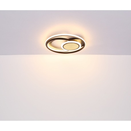 Stropné svietidlo, kov vzhľad dreva, hliník čierny matný, akryl satinovaný, silikón biely, ø: 345 mm 6