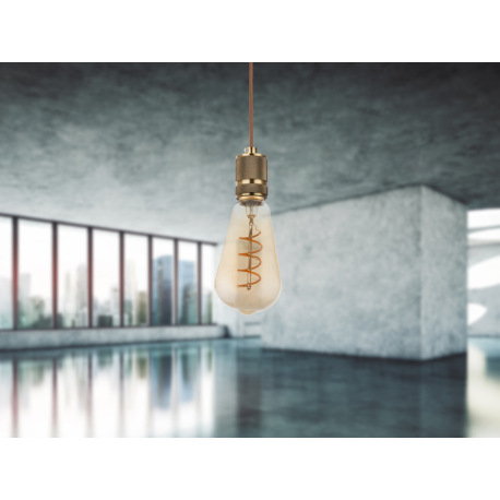 LED žiarovka, zlatá, sklo jantár, E27 Edison, tvar hrušky, stmievateľná, Ø64, V:140, 1xE27 LED 4,5W 1