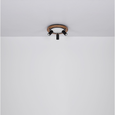 Stropné svietidlo kov čierny, MDF, imitácia tmavého dreva, plast biely, prepínanie funkcií nástenným 20