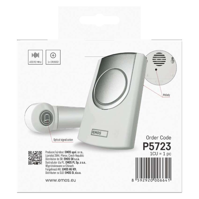 Domový bezdrôtový zvonček P5723 na 3x AA 10