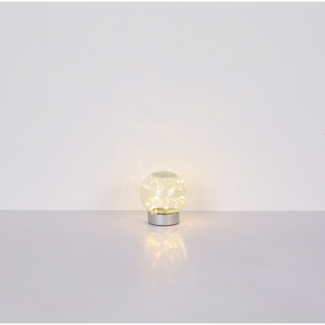 Dekoratívne svietidlo, plast strieborný matný, sklenená guľa číra s efektom popraskaného skla, posuv 9