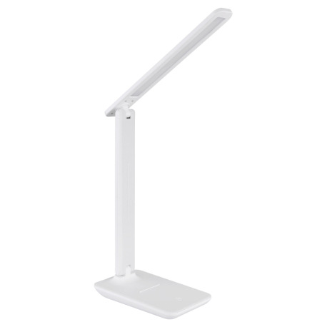 Stolové svietidlo, plast biely, biela imitácia kože, dotykové zapnutie/vypnutie, plynulá regulácia d 12