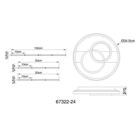 Stropné svietidlo, kov vzhľad dreva, hliník čierny matný, akryl satinovaný, silikón biely, ø: 345 mm 17