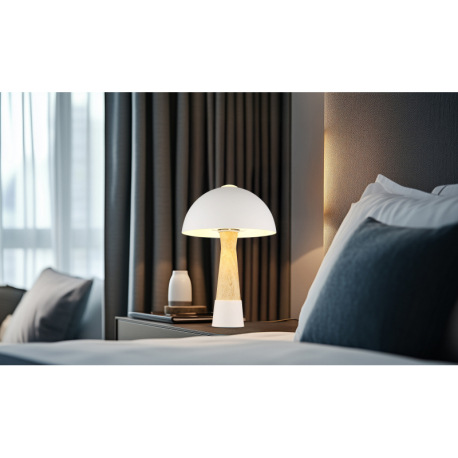 Stolová lampa, kov, piesková matná, imitácia travertínu, čierny PVC kábel, kolískový vypínač na kábl 3