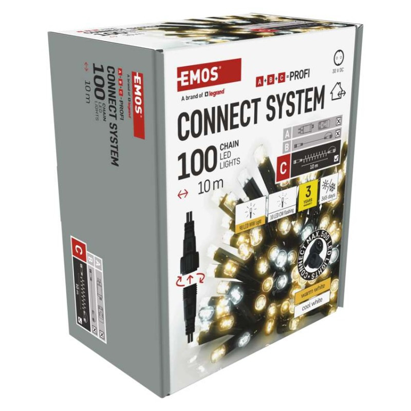 Profi LED spojovacia reťaz preblikávajúca, 10 m, vonkajšia, teplá/studená biela 13