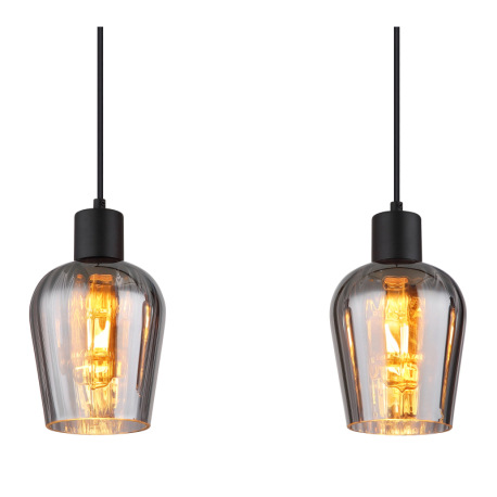 Závesné svietidlo, kov čierny, sklo dymovej farby, kábel PVC čierny, výškovo nastaviteľné, DxŠxV: 10 4