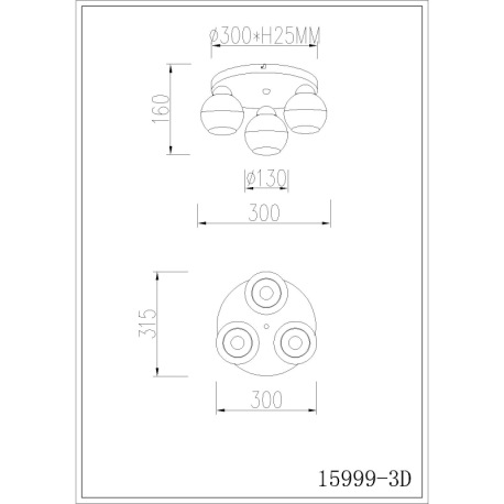 Stropné svietidlo, kov pieskovej farby matný, sklenené gule pieskové, priehľadné, ø: 315mm, V: 155mm 5