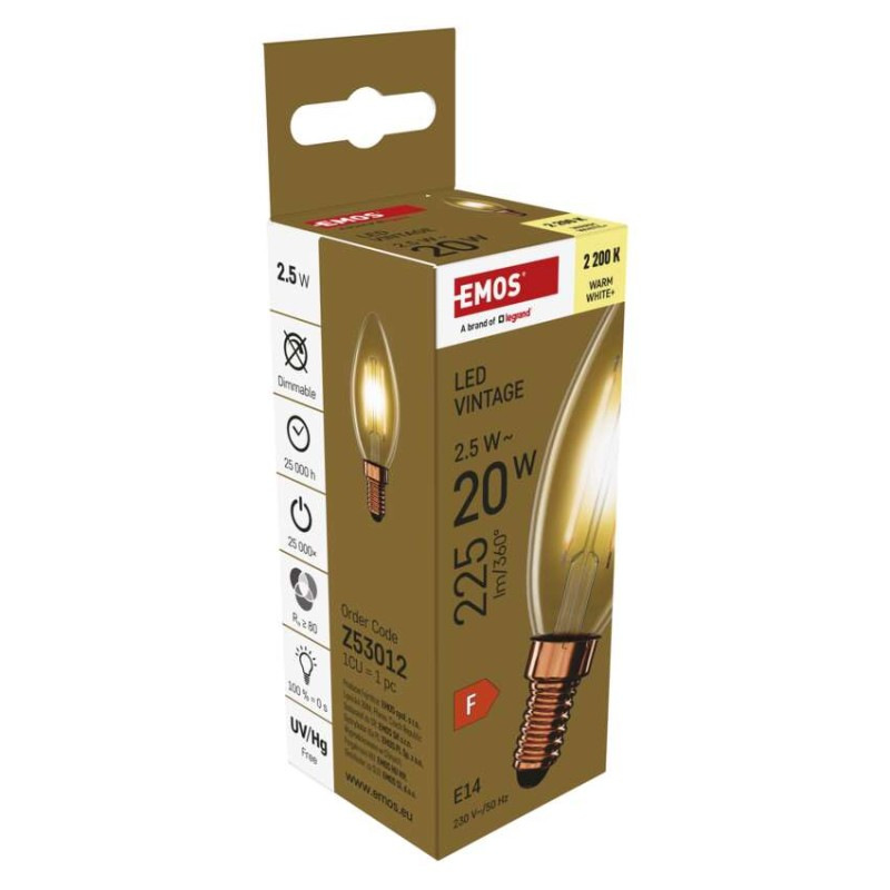 LED žiarovka Vintage sviečka / E14 / 2,5 W (20 W) / 225 lm / Teplá biela 9