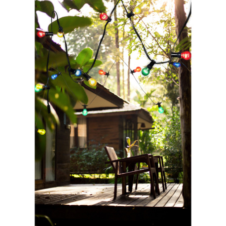 LED svetelná reťaz, čierny plast, farebné sklá, dĺžka kábla 3000 mm, vzdialenosť medzi LED 500 mm, I 2