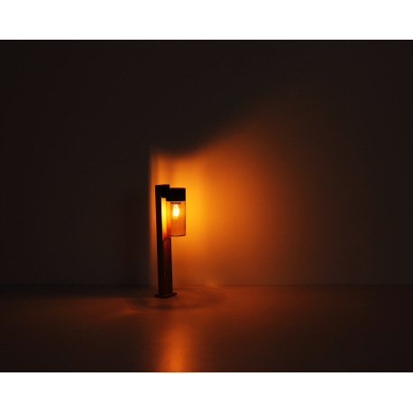 Vonkajšie svietidlo nerezová oceľ imitácia dreva, nerezová oceľ čierna matná, sklo dymovej farby, sm 15