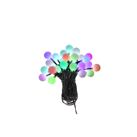 LED svetelná reťaz, plast čierny, plast opál, zmena farby, IP44, D:4800mm, dľžka kábla 5000mm, vráta 7