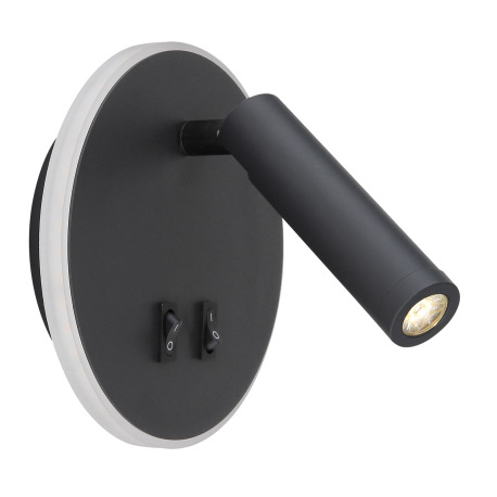 Nástenné svietidlo, kov, čierna, grafitová, akryl opál, 2x vypínač, nezávisle zapínateľné, Ø:145, H: 14