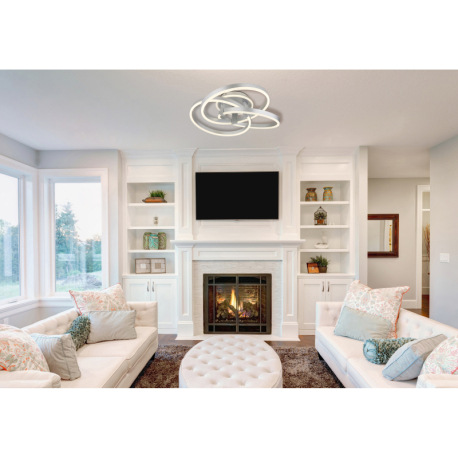 Stropné svietidlo, brúsený hliník, kov sivý mat, akryl biely mat, stmievateľné, niekoľko úrovní pomo 1