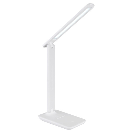 Stolové svietidlo, plast biely, biela imitácia kože, dotykové zapnutie/vypnutie, plynulá regulácia d 16