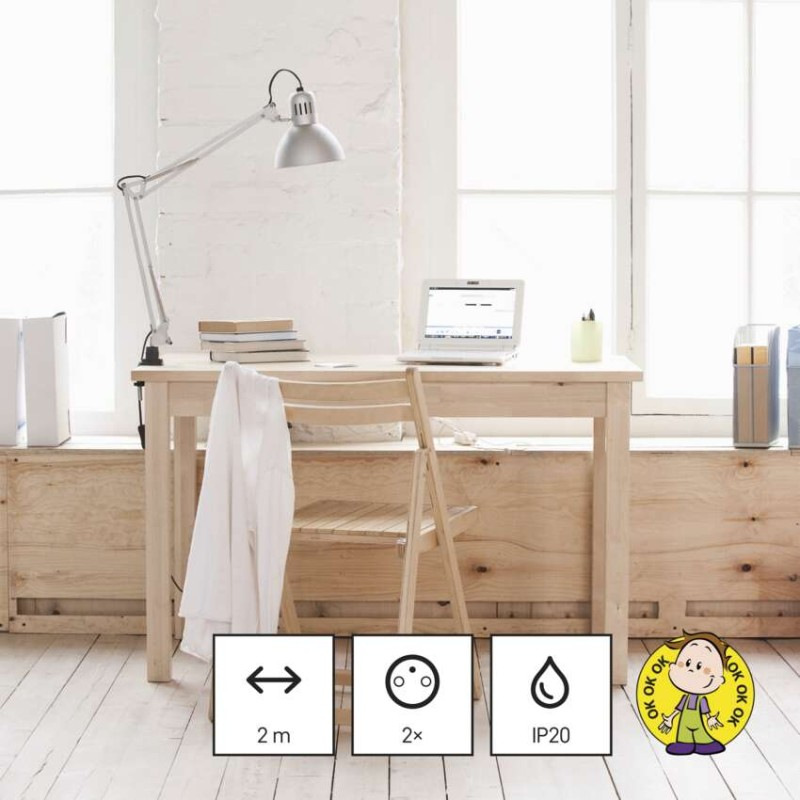 Predlžovací kábel 1,4 m / 2 zásuvky+2×USB-A+1×USB-C / biely / PVC / 1,5 mm2 4