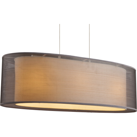 Závesné svietidlo, kov nikel matný, plast, textil sivý, satinovaný akryl, výška tienidla 20 cm, DxŠx 3