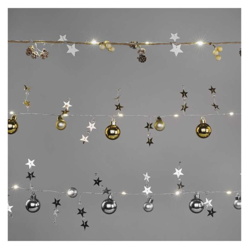 LED vianočná girlanda – šišky, 1,7 m, 2x AA, vnútorná, teplá biela 12