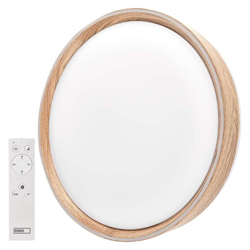 LED nástenné svietidlo ILVI, kruhové 30 W, stmievanie + CCT, drevo 1