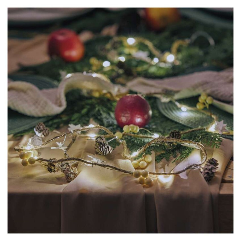 LED vianočná girlanda – šišky, 1,7 m, 2x AA, vnútorná, teplá biela 4