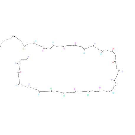 LED svetelná reťaz, plast čierny, plast opál, zmena farby, IP44, D:4800mm, dľžka kábla 5000mm, vráta 1