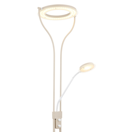 Stojanová lampa, kov, matná piesková farba, biely kov, sklo číre/satinované, biely PVC kábel, otočný 13