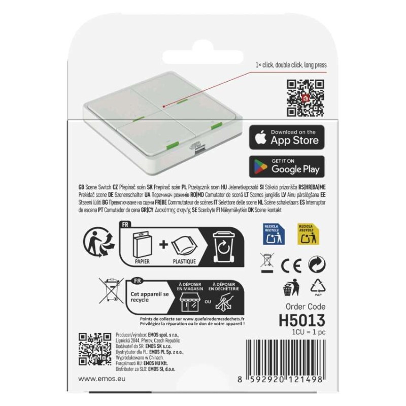 GoSmart Prenosný ovladač scén IP-2004ZW, ZigBee 3.0, 4-tlačidlový 6