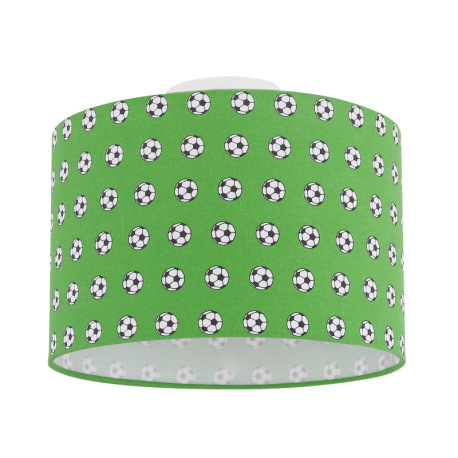 Stropné svietidlo, kov biely, plast zelený a biely, futbalový vzor, Ø300, bez žiarovky 1xE27, max. 4 4