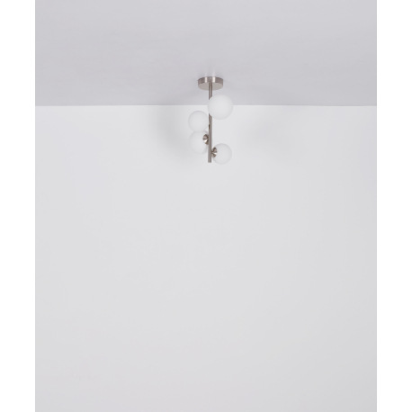 Stojanové svietidlo, nikel, sklo biele, kábel PVC čierny, nožný spínač na kábli, DxŠxV: 295x280x1550 15