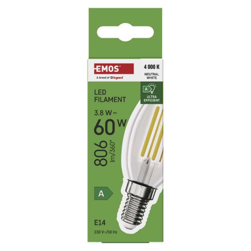 LED žiarovka Filament sviečka A CLASS/ E14 / 3,8 W (60 W) / 806 lm / neutrálna biela 8