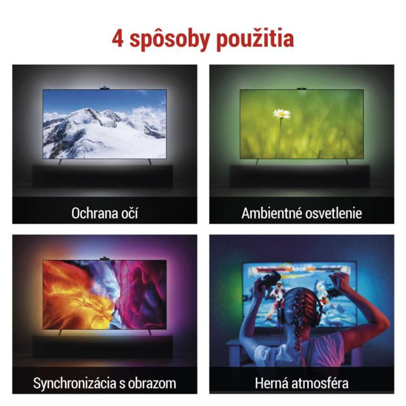 GoSmart Ambientné LED RGB osvetlenie za TV 55“ (139 cm) 1