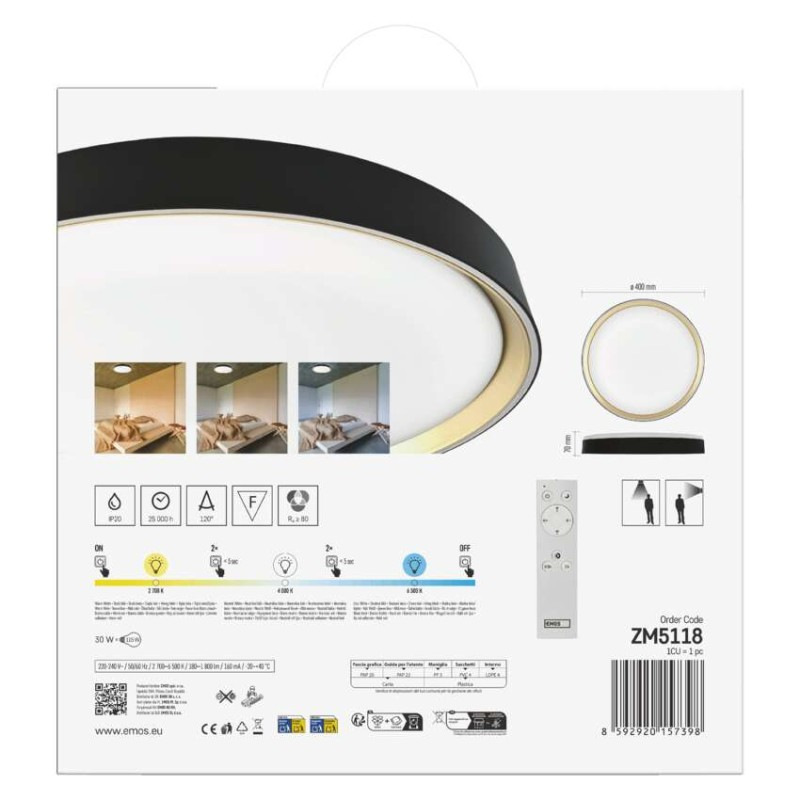 LED nástenné svietidlo ILVI, kruhové 30 W, stmievanie + CCT, čierna + šampanská 12