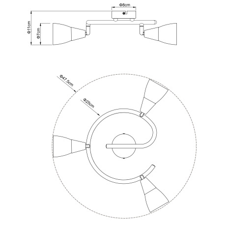 Stropné svietidlo, chróm, sklo biele, Ø 250, V: 150, bez žiaroviek 3xE14, max. 40W 230V. 2