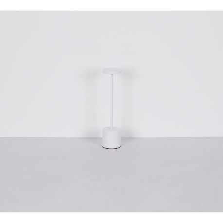 Nabíjateľná stolová lampa, kov čierny matný, plast biely, dotykové zapnutie/vypnutie, plynulé dotyko 10